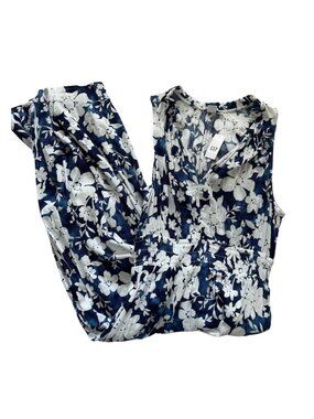 Gap Blue and White Floral Smocked Waist Maxi Dress